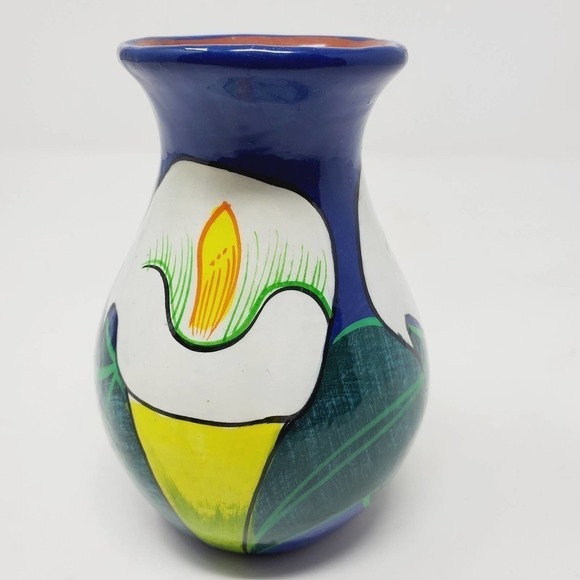 Handpainted Floral Ceramic Small Handmade Vase - Picture 1 of 8